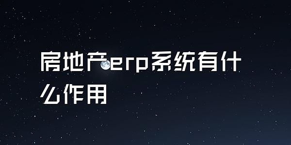 房地产erp系统有什么作用