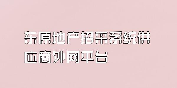东原地产招采系统供应商外网平台