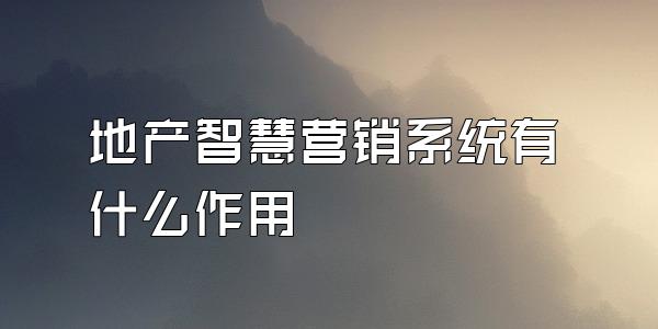 地产智慧营销系统有什么作用