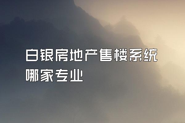 白银房地产售楼系统哪家专业
