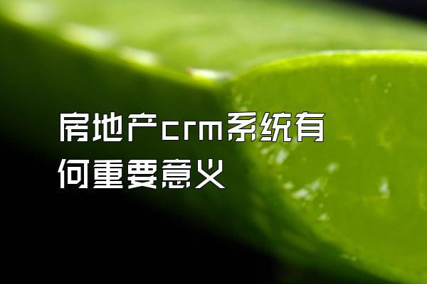 房地产crm系统有何重要意义