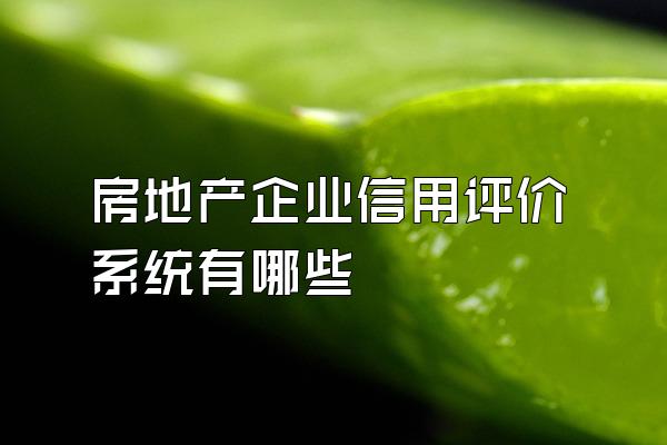 房地产企业信用评价系统有哪些