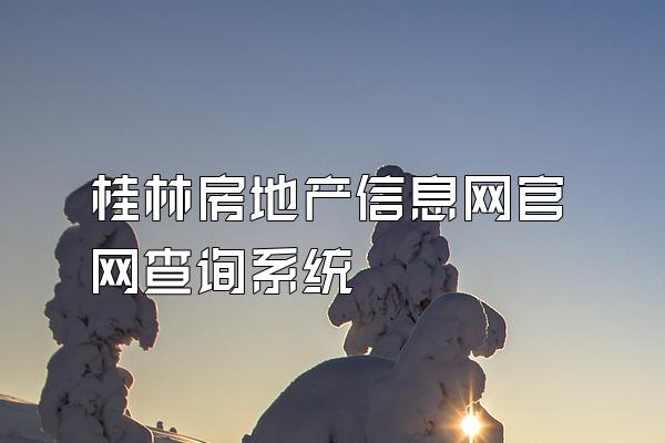 桂林房地产信息网官网查询系统